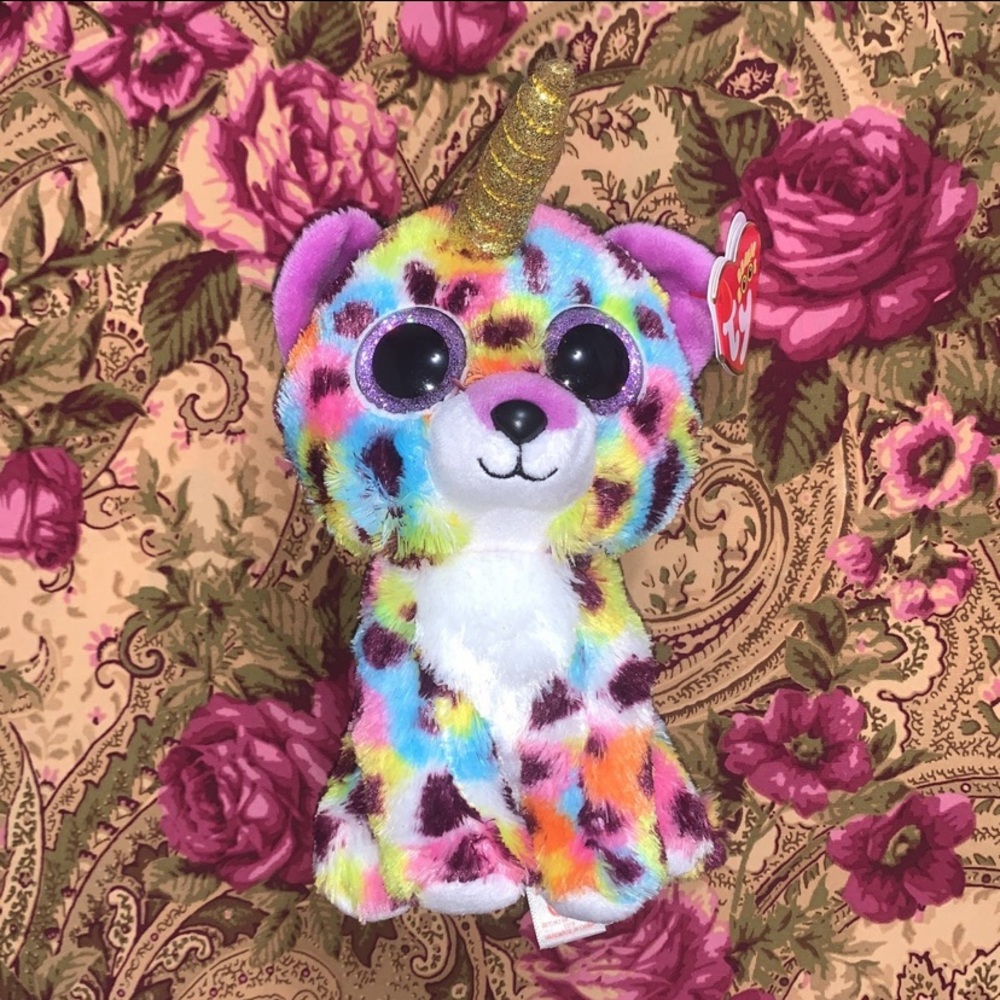 Ty 6” Giselle Tie-Dye Unicorn Leopard Beanie Boo